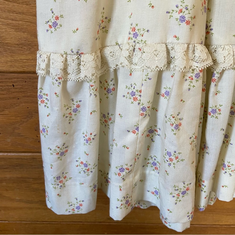 Vintage 70s 80s handmade cottagecore midi ditzy floral prairie dress - Picture 4 of 7